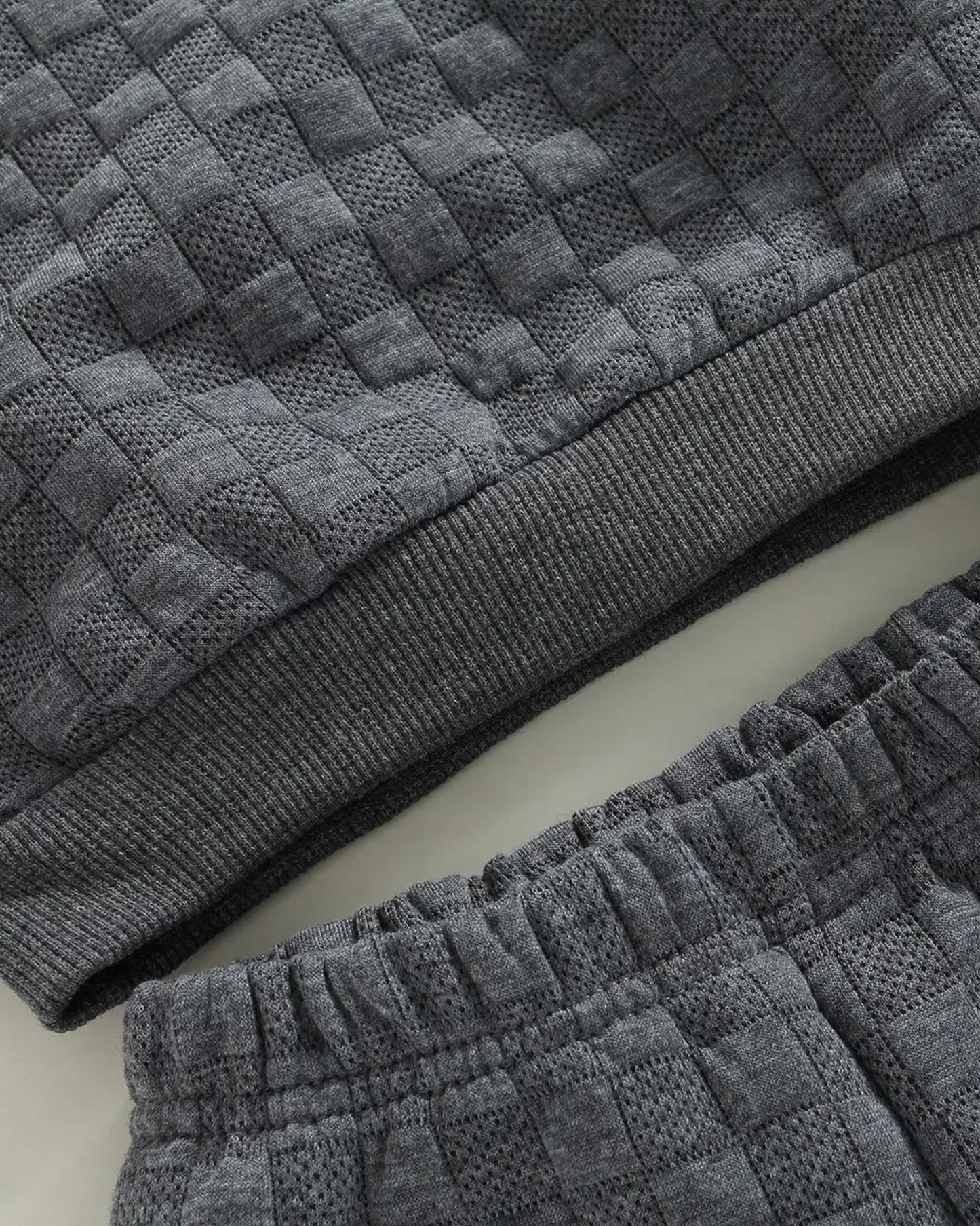 Checker Sweatshirt and Jogger Set | Coal