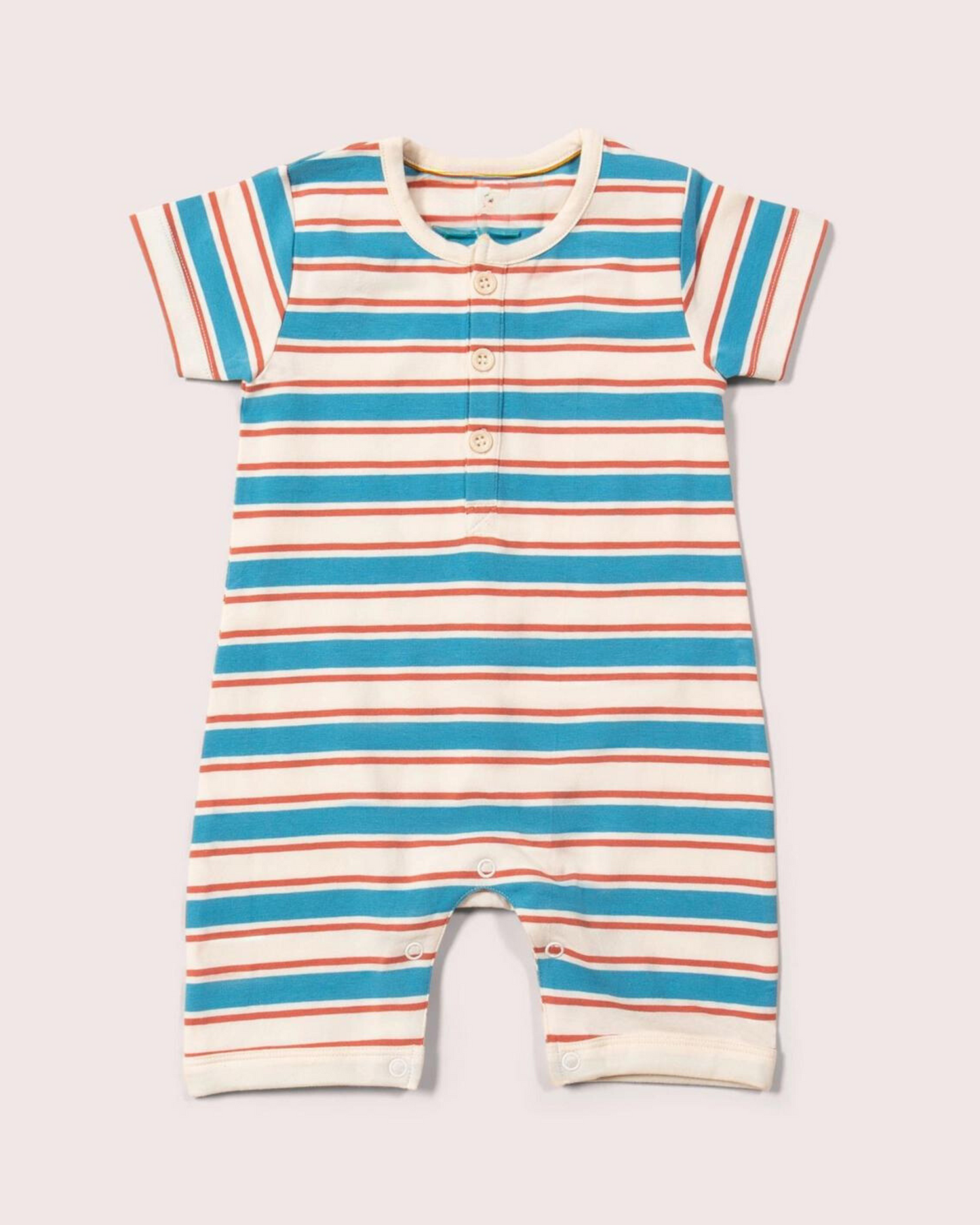 Striped Romper | Blue and Walnut