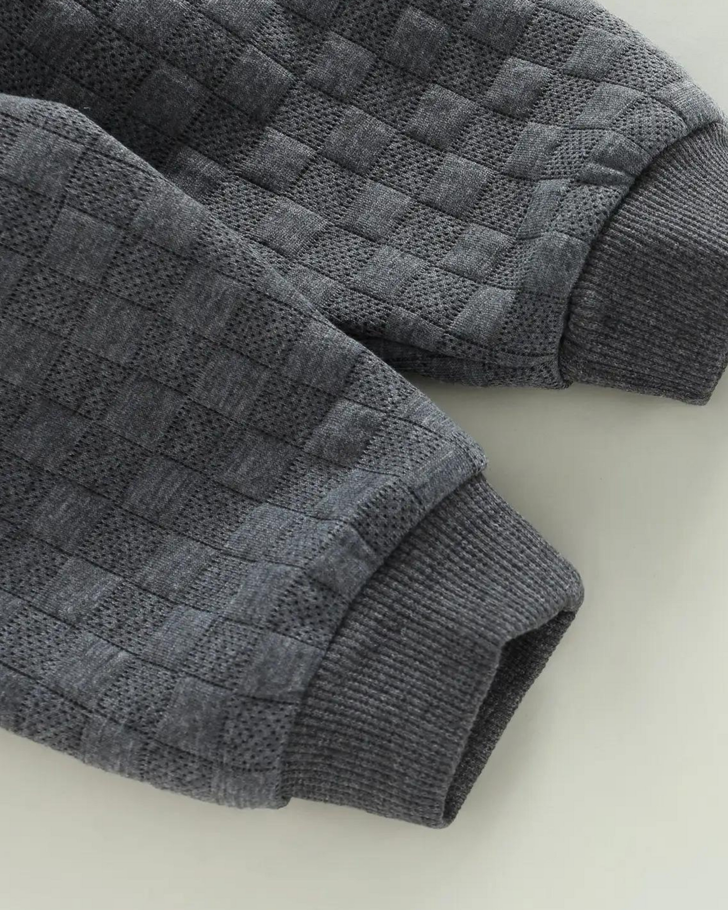 Checker Sweatshirt and Jogger Set | Coal