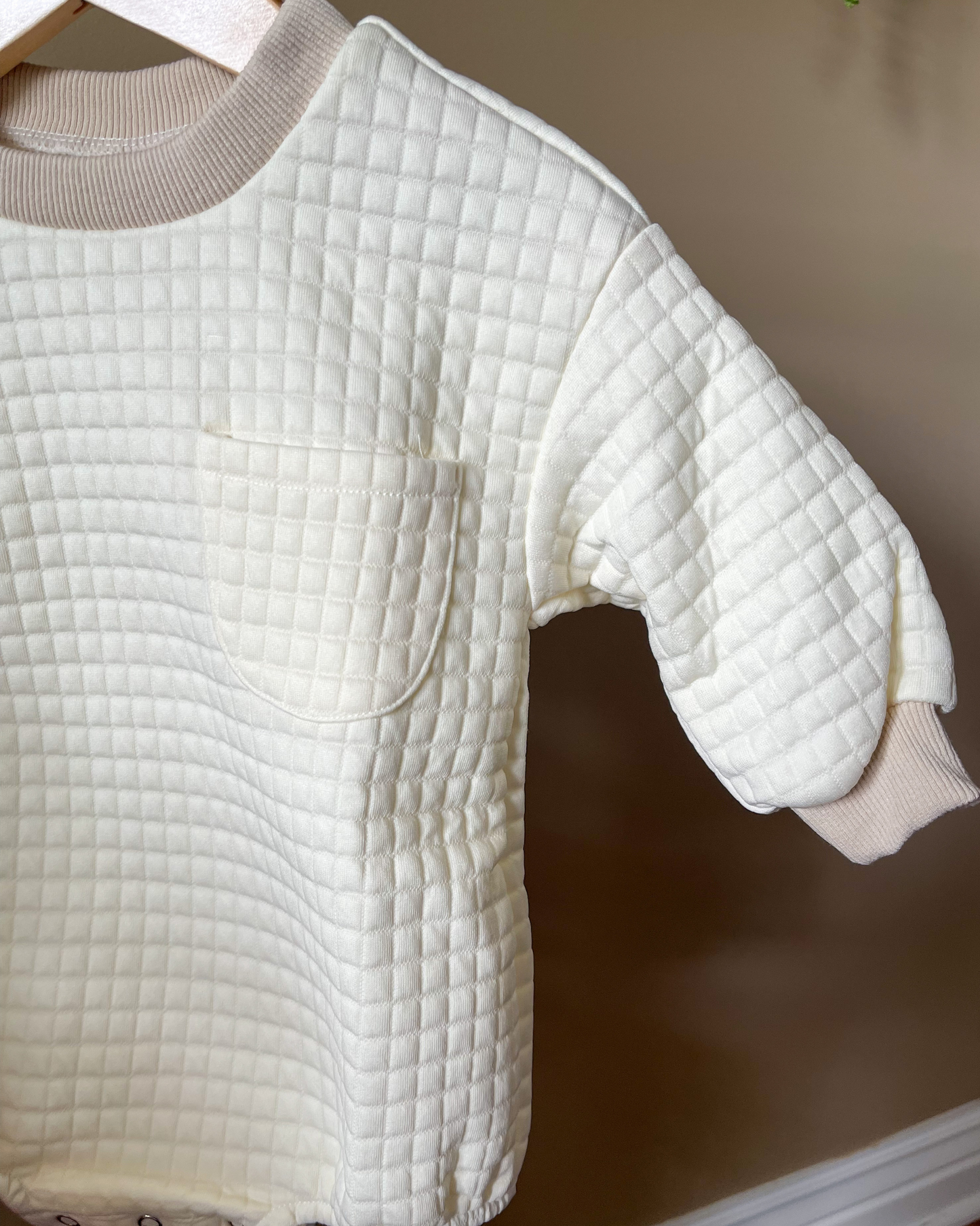 Quilted Sweatshirt Romper | Cloud