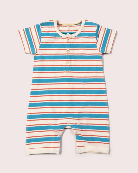 Striped Romper | Blue and Walnut